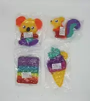 4 Pop It Fidget it Sensory Set ,Ice-Cream,Koala Calculator,squirrel