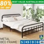 Artiss Bed Frame Metal Double Queen King Single Mattress Bed Base Platform Black