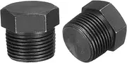 uxcell 2Pcs 3/4 PT Outer Hex Head Thread Pipe Plug Fitting, Male Pipe Plug Carbon Steel Pipe Fitting with Sealing Ring for Terminate Oil Drain Plug Fitting Pipe Ends, Black