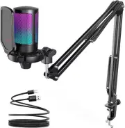USB Microphone,Podcast condenser, Boom Arm,Pop Filter,Mute Button for Streaming