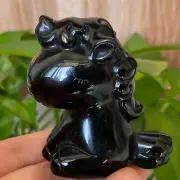 Natural obsidian Quartz unicorn skull hand carved crystal reiki healing 1PC