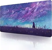 Lokigo Gaming Mouse Pad, Large Mouse Pad for Desk, Desk Mat Extended Mousepad, Cute Purple DeskPad with Non-Slip Rubber Base, Computer Mats for Desktop Home Office (31.5"x15.7", Cat)