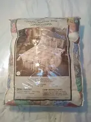 VTG Handmade Patchwork King 100" x 90" Quilt "Double Wedding Ring" NEW