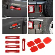 Red Exterior Handle Shell & Door Bowl Decor Cover Trim For 18+ Jeep Wrangler JL (for: Jeep)