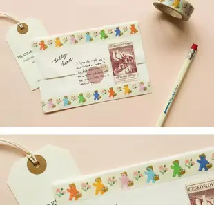韓國手賬紙質裝飾貼紙一卷 熊兔 卡通彩色ins手帳 紙膠帶 和紙膠 帶INS風 卡通少女心 可愛裝飾 (2.3折)
