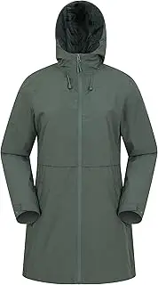 [Mountain Warehouse] Hilltop Womens Waterproof Jacket - Lightweight with Adjustable Hood & Side Pockets - Best for Spring Summer Wet Weather, Walking, Outdoors & Camping Dark Khaki Women's Size 8, Dark