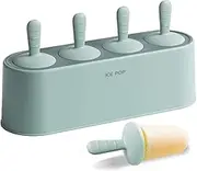 WAYAOFEI Popsicle Mold Set 4 Pieces Homemade Silicone Popsicle Maker Easy Release Ice Cream Molds Reusable DIY Pop Molds (Green)