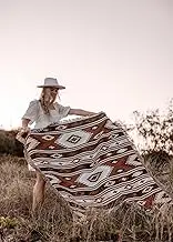 Peel Forest Bohemian Red Party Beach Blanket Rugs Camping Picnic Blanket Soft Throws Hiking Yoga Travel Van Life, Hippie, Wedding Aisle Runners (50"X60")…………