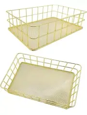 Gold Metal Mesh Storage Basket, Wire Basket, Practical Home Storage