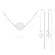 Round Beads Silver Pendant Necklace Jewelry Set