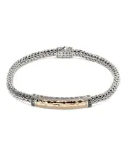 John Hardy Sterling Silver & 18K Bonded Yellow Gold Classic Chain Black Sapphire Slim Station Bracelet