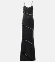 [Alessandra Rich] Alessandra Rich Lace-embroidered faux leather dress AU 8 black