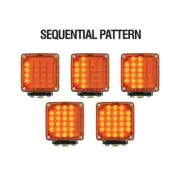 Square Two Faced Amber/Red Sequence Turn Signal Lights Clear Lens GG#74715 Pair