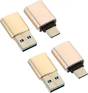 HOOTNEE 4 Pack USB c to USB 3.0 Adapter Type-c OTG Converter for Phone Laptop Tablet Gold Aluminum Shell