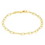 14k Yellow Gold 3mm Paperclip Chain Rolo Cable Link Bracelet Mens Womens 7.5"