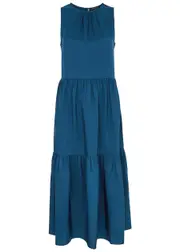 Eileen Fisher Tiered Silk Midi Dress - Blue - L (UK 18-20 / XL) L (UK 18-20 / XL)