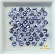 2.5 - 2.6 MM 50 Pcs Natural Tanzanite Round Cut Loose Gemstone Lot 3.77 Ct