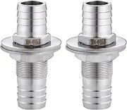 5/8" Hose Barb Thru-Bulk Bulkhead Fitting,304 Stainless Steel Straight Hex Union Fitting for Water Fuel Air，lead-free (Pack of 2)