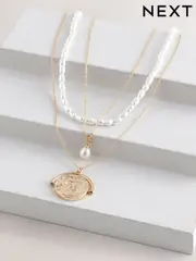 Gold Tone Pearl Effect 3 Layer Necklace (AJ4339) | $34