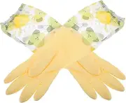 ULTECHNOVO Reusable Heavy Duty Kitchen Dish Washing Gloves and Durable Cleaning Gloves for Household Tasks Extended Wrist Protection for Dishwashing and Gardening