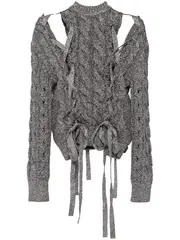 [pushBUTTON] Metal Ribbon Tie Knit Pullover