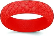 [JewelryWeb] Silicone Red Mermaid Pattern 5.7mm Band-Band Style Ring for Women and Men