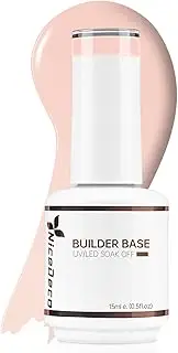 Nicedeco Builder Nail Gel 15ML 8 in 1 Builder Base Gel Clear Gel Nail Polish Strengthener Gel Hard Gel Builder Extension Nail Gel for Nail Art Design-006 Cruelty-free & Vegan