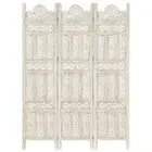 3-Panel Room Divider Solid Mango Wood Freestanding Privacy Screen Partition 1.2m