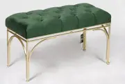Metal bench seat emerald velvet 80cm