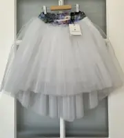 NWT Tutu Party Skirt High-Low White Girl 10 Carrie Bradshaw Lined Chic Puffy