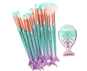 Mermaid Makeup Brushes, 11 Pieces Mermaid Brushes Mermaid Makeup Brushes Set Professional Foundation