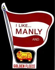 "MANLY" GOLDEN FLEECE Sticker / Decal RETRO 60's