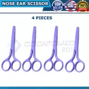 4 FACIAL Mustache Nose Ear Hair Remover Scissors Trimmer w/ Safety Tips PURPLE