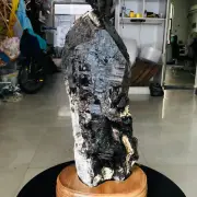 22.99LB Natural black Quartz Crystal backbone mineral Specimen Healing+stand