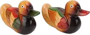 Respicefinem Wooden Mandarin Duck Statues Oak Material 15. 0×13. 0×9. Wooden Mandarin Duck Statues Hand Painted Color Lasting Paint Garden Bird Statue for Home Yard Decoration