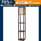 Floor Lamp 3 Tier Shelf Storage LED Light Stand Home Room Pattern Brown -B-BR