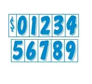 CAR DEALER 7 1/2 INCH VINYL WINDOW NUMBER STICKERS Blue/White