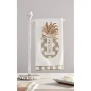Mud Pie White Wood Beaded Towel Holder 16.5" x 9"