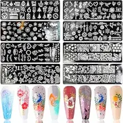 SILPECWEE 8 Pieces Nail Stamping Plate Butterfly Leaf Ocean Nail Stamp tools Nail Stencils Stamping Plates For Nails Nail Art Accessories