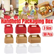 50pcs Portable Pastry Box Bakery Cake Box Takeaway Packing Boxes for Pastries