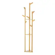 Artiss Clothes Rack Coat Stand 165cm 9 Hooks Tree Shelf Bamboo
