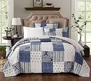 Bedspread Coverlet Super King 265cm x 285cm Multi Blue 3PCE Set