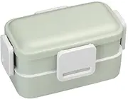 Skater PFLW4AG_584534 Antibacterial, 2-Tier Lunch Box, Fluffy and Domed Lid, 20.3 fl oz (600 ml), Dull Green, Width 6.7 x Depth 3.9 x Height 3.5 inches (169 x 100 x 90 mm), Made in Japan