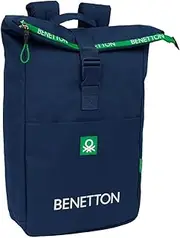 BENETTON GREEN - Backpack with Flap for 15.6 Inch Laptop, Ideal for Different Ages, Comfortable and Versatile, Quality and Resistance, 28 x 13 x 42 cm, navy, M, Casual, Navy, M, Casual