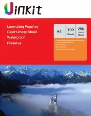 100 Sheets A4 Thick Hot Laminate Pouches Sheets Film 250Micron125x2 Uinkit