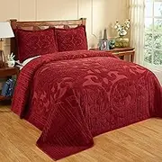 Better Trends Ashton Bedding Set Collection is Super Soft and Light Weight in Medallion Design 100% Cotton Tufted Machine Washable Tumble Dry, King Bedspread, Burgundy