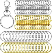 WELANE Metal Swivel Clasps, 50 Set Key Chain Hooks Clips with Key Rings for Keychain Making, Lanyard Making, Purse Hardware, DIY Craft (Gold & Silver)