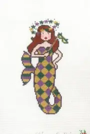 Kangaroo Paw Designs Mardi Gras Mermaid Handpainted Needlepoint Canvas