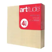 4pc Artitude Canvas Panel Board Thin 12x12" Painting/Drawing Artist Accessory