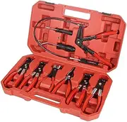 Horusdy 9-Piece Hose Clamp Pliers Kit, Clips Removal Tool Set Long Reach Wire Spring Hose Swivel Jaw for Fuel Hose/Oil Hose/Water Hose Flat Angled